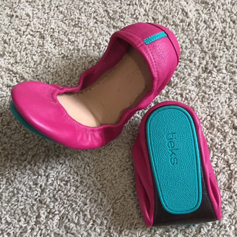 🐬TIEKS Fuchsia Blue Foldable Ballet Flats with Rounded Toe - Picture 12 of 13